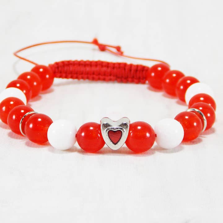 I Love You Bracelet Red Jade Bracelets Red Pearl Love Bead Bracelet Be My Valentine Bracelets Heart Charm Jewelry Love Themed Couples Shower for wholesale by Ninolia