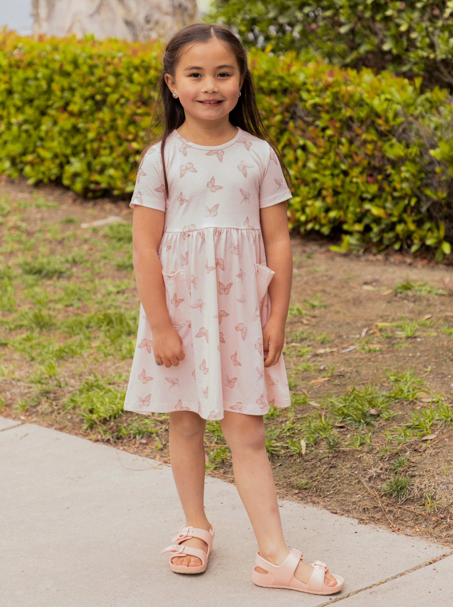 Tickled Teal - Wholesale Dress - Kids - Spring Pattern Little Girls Pocket Dress4