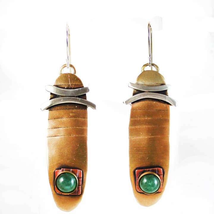 Messing og Sterling Sving og Sving Øreringe Håndlavet for engroshandel hos Whitney Designs Ltd.