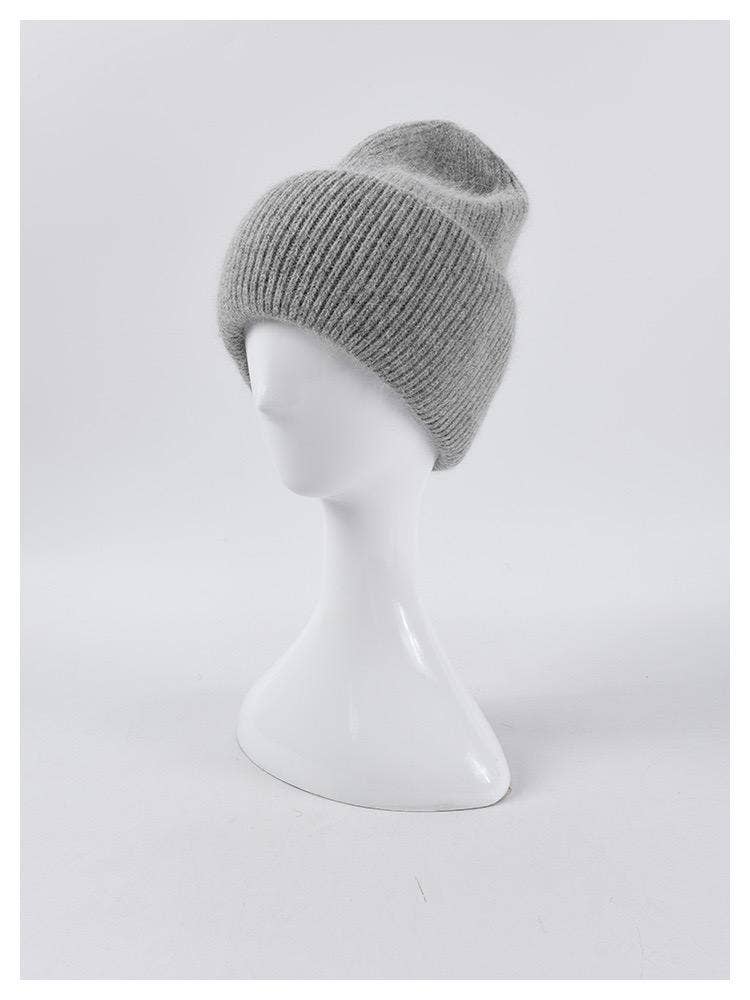 Angora Beanie Hat - Grey for wholesale on Faire