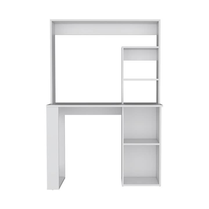 HomeRoots - Wholesale Desk Drawer - 39" White Wood Computer Desk With Hutch1