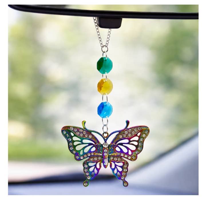 Crystal Butterfly Charm - Rear View - Rainbow for wholesale by EarthlieTreasures