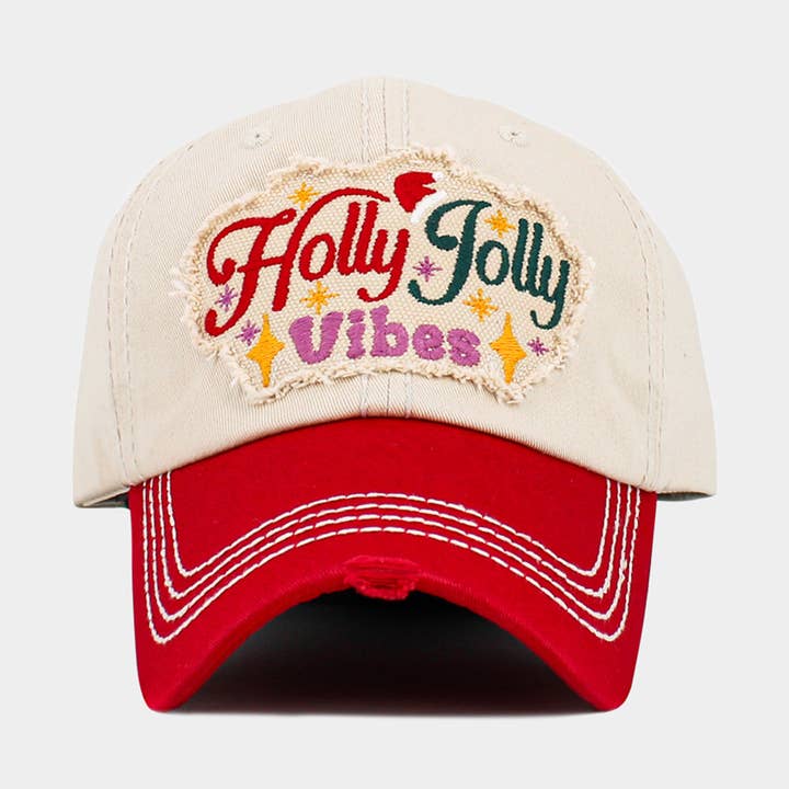 Sensibling Corp. - Wholesale Baseball Cap - Women's - HOLLY JOLLY Vibes Message Embroidered Christmas Vintage Baseball Cap9