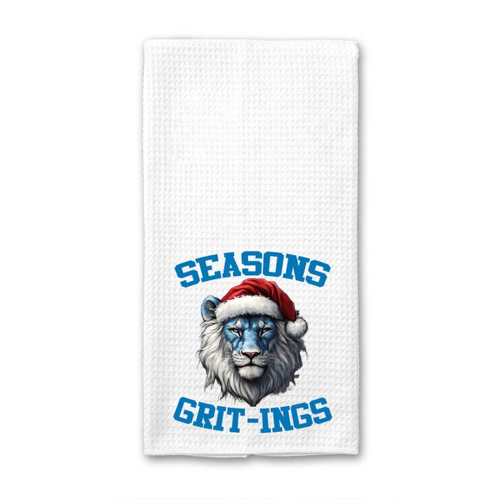 Seasons Grit-ings Lion Waffle Weave Towel for wholesale by Into The Desert