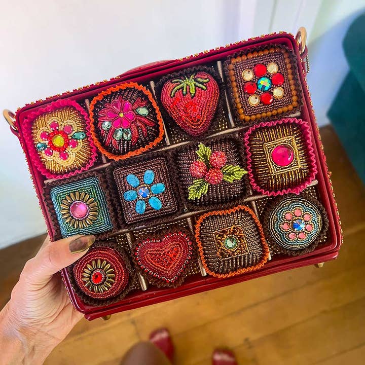 Mary Frances Accessories - Wholesale Crossbody Bag - Women's - Sweet Indulgence Beaded Candy Box Crossbody Shoulder Handbag