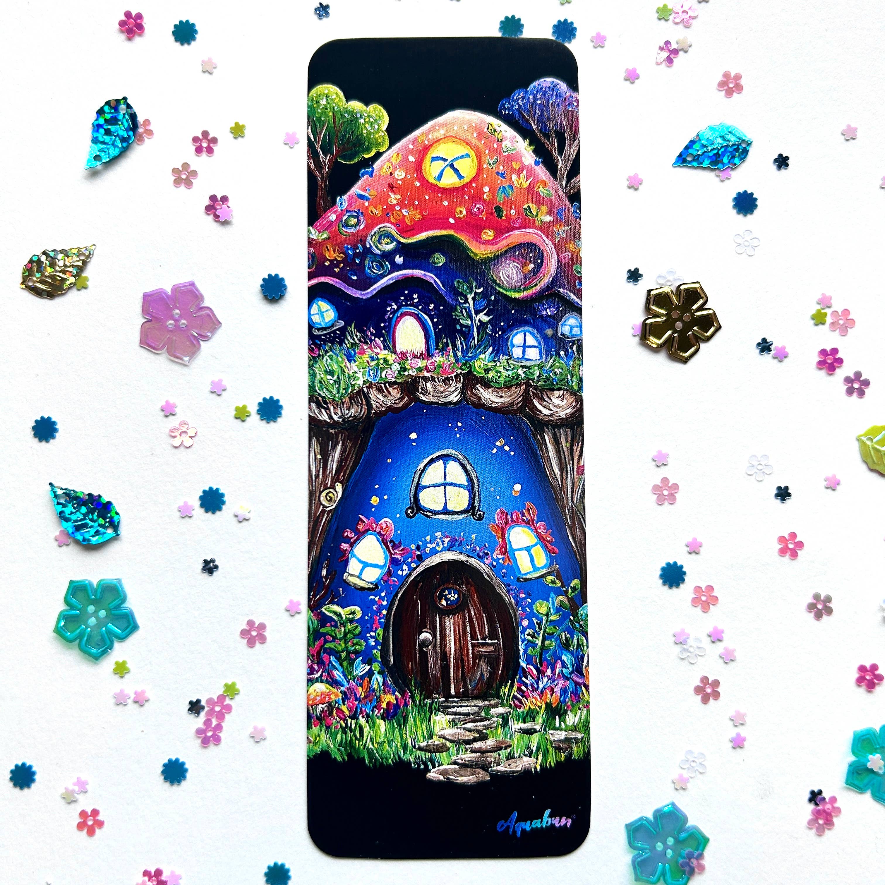 Aquabun - Wholesale Bookmark - Mushroom Gnome House Bookmark5