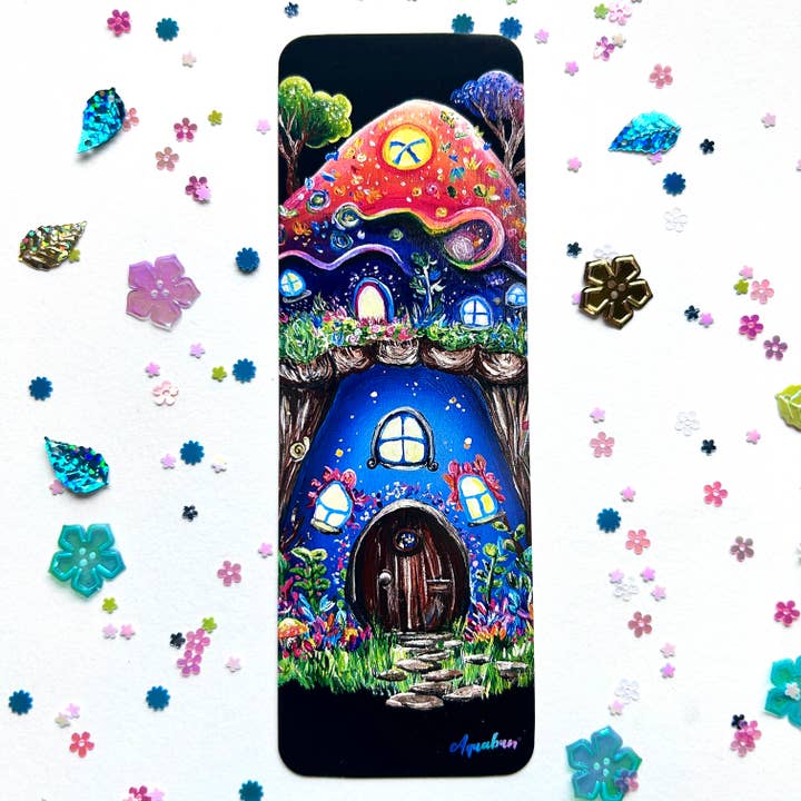 Aquabun - Wholesale Bookmark - Mushroom Gnome House Bookmark5