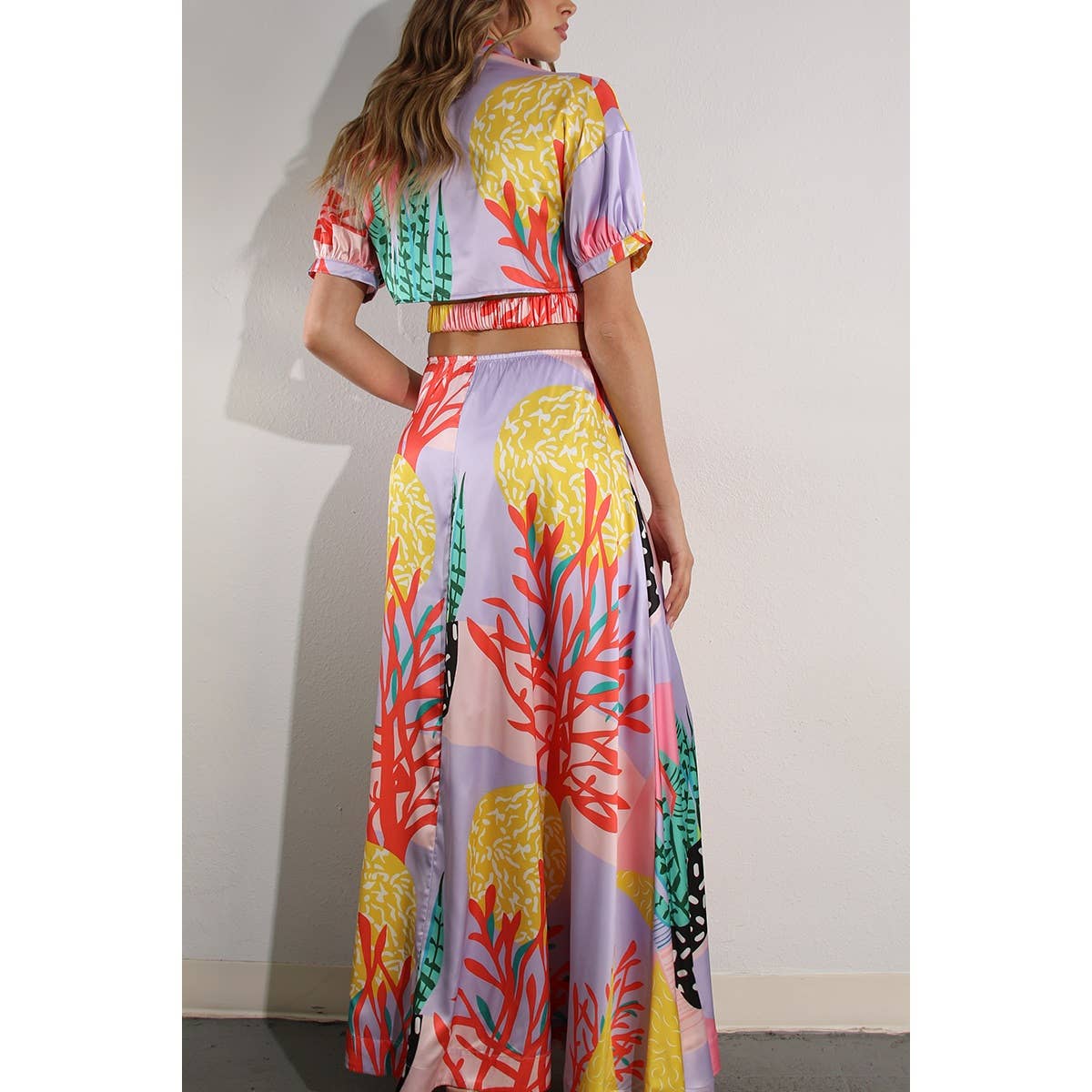 LAVENDEL MULTI TILLBAKA ÖPPEN MIDJA BAND SKJORTOR MAXI KLÄNNING för wholesale på Faire15