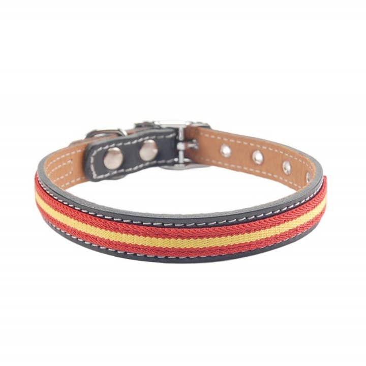 Spanska flaggan Läder Krage Storlek M för wholesale av AzztecaCollars