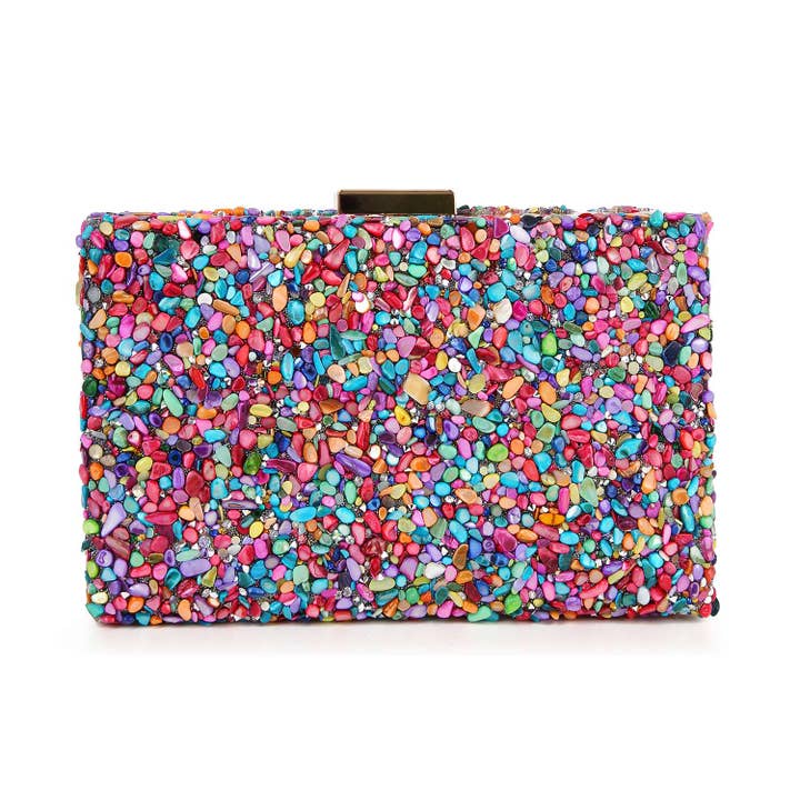 Handbag Express - Wholesale Clutch Bag - Women's - Colorful Stone Patterned Evening Bag