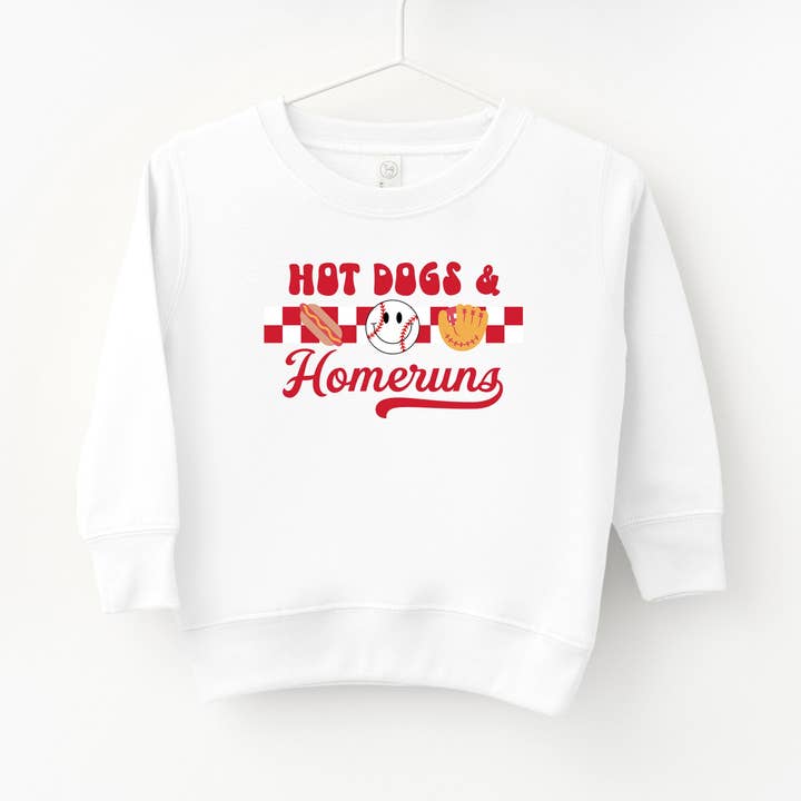 Hot Dogs and Home Runs Smiley Face | Toddler Sweatshirt for wholesale by The Juniper Shop Wholesale