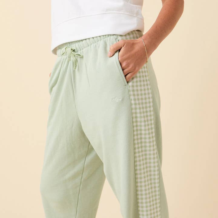 Pantalon de jogging en vichy - Sauge pour la vente par Lauren James