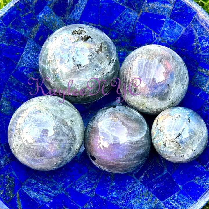 KayleeNYC – wholesale Spiritual stone/crystal – 4-8 Pcs Natural Sunset Labradorite Sphere Crystal Ball