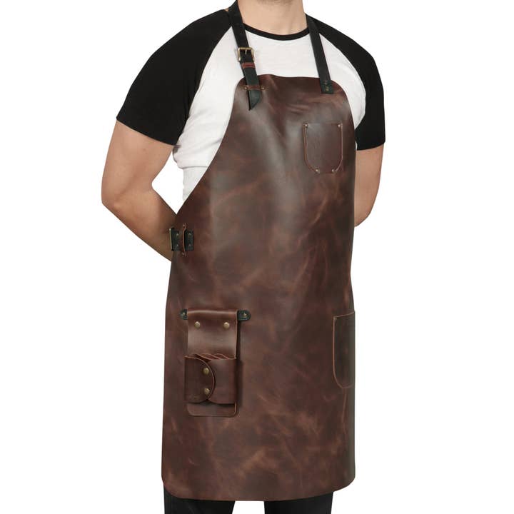 Londo - Wholesale Apron - Otto Angelino Top Grain Leather Apron Woodworking, Cooking, Chef, Barista, Christmas Workshop with Tool Pockets29