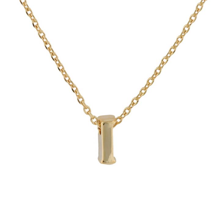 Collier avec pendentif en forme de lettre minuscule en forme de « L » en métal doré à l'or 14 carats pour la vente par Luxe on Main LLC