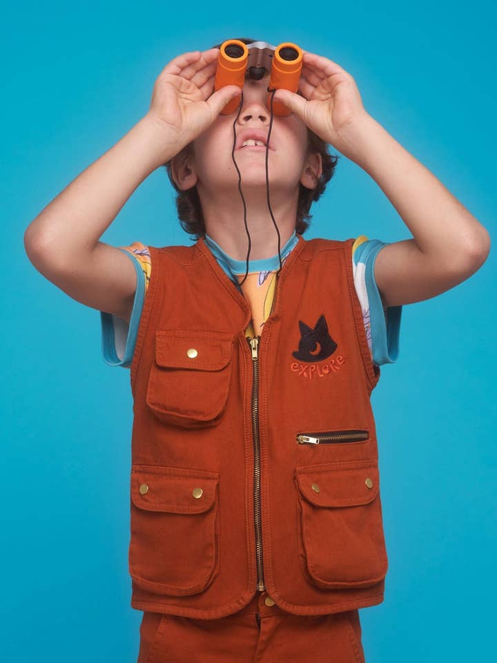 Gilet utilitaire pour enfants marron | Multi-poches à fermeture éclair pour la vente par Rapozza