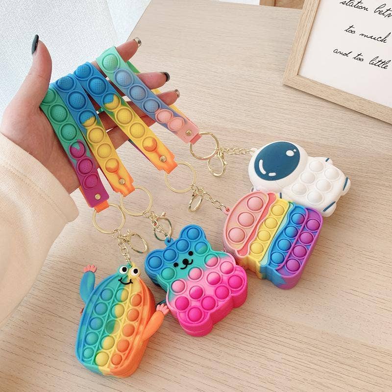 KiddieKickz - Wholesale Keychain - Kids - Small Keychain Coin Purse Spaceman Bear Fingertip Toy35