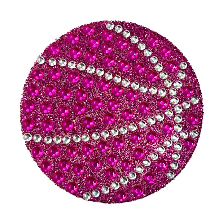 Pink Basketball 2" Rhinestone Sticker for wholesale by StickerBeans