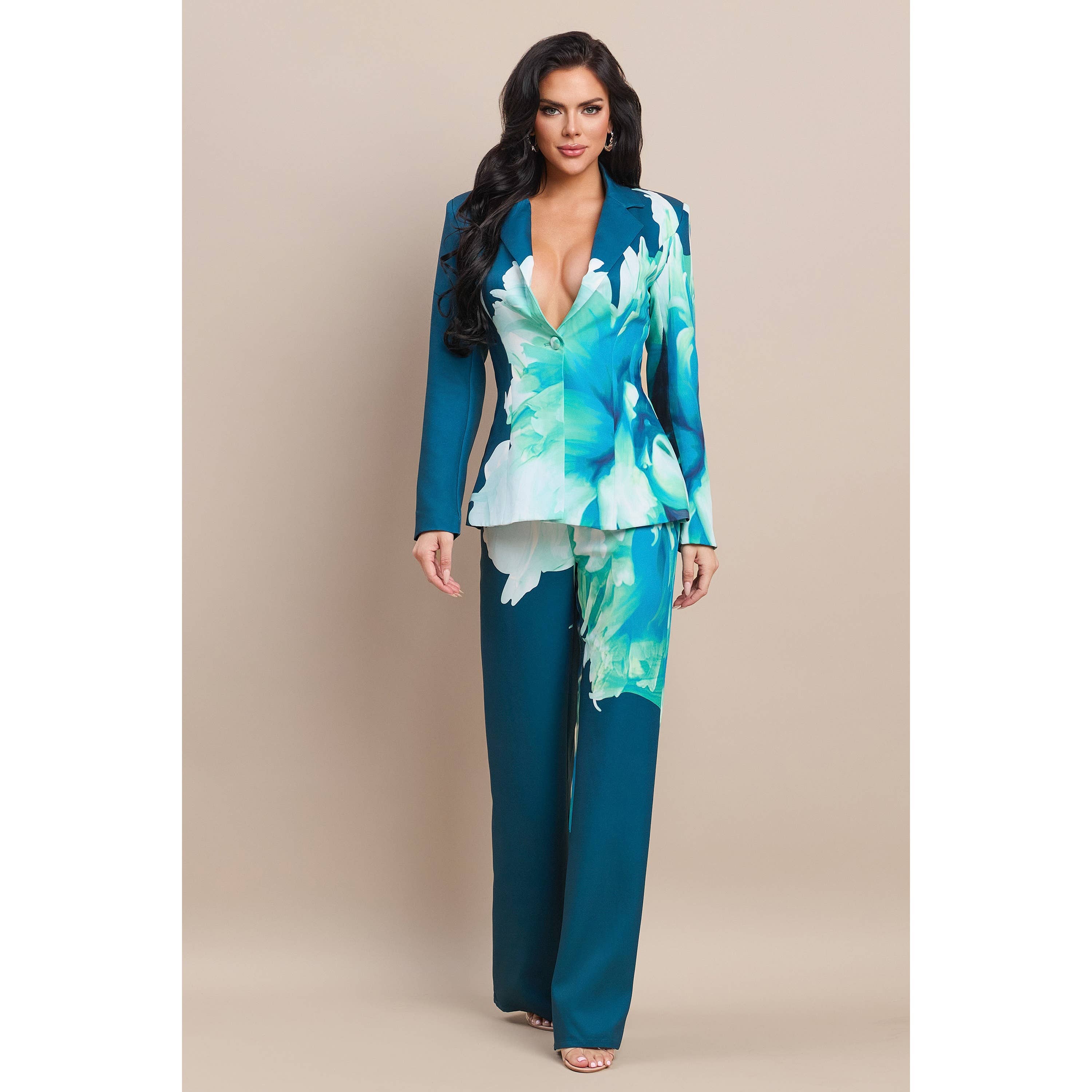 The Sang – Fato - Mulher por atacado – BLAZER COM CALÇAS COMBINANDO EM ESTAMPA FLORAL7
