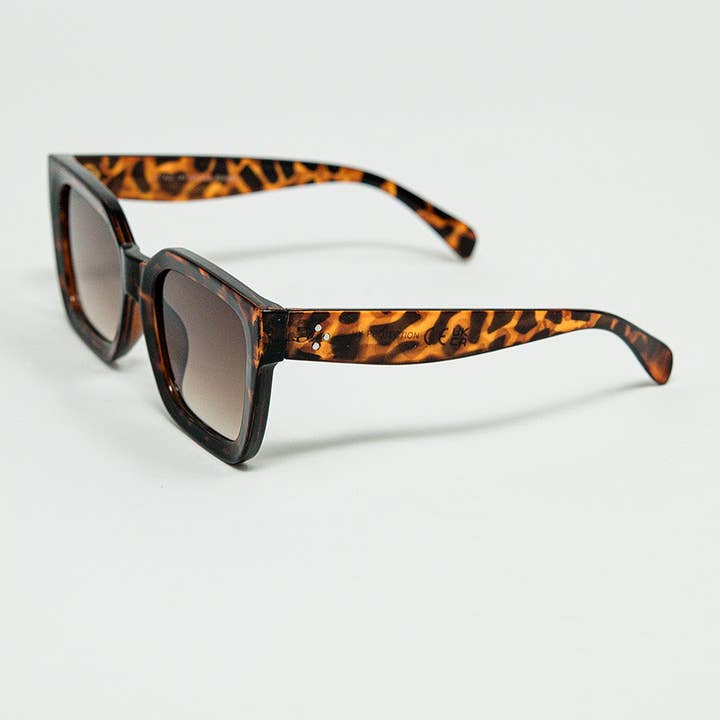 Brown Square sunglasses with animal print for wholesale on Faire1