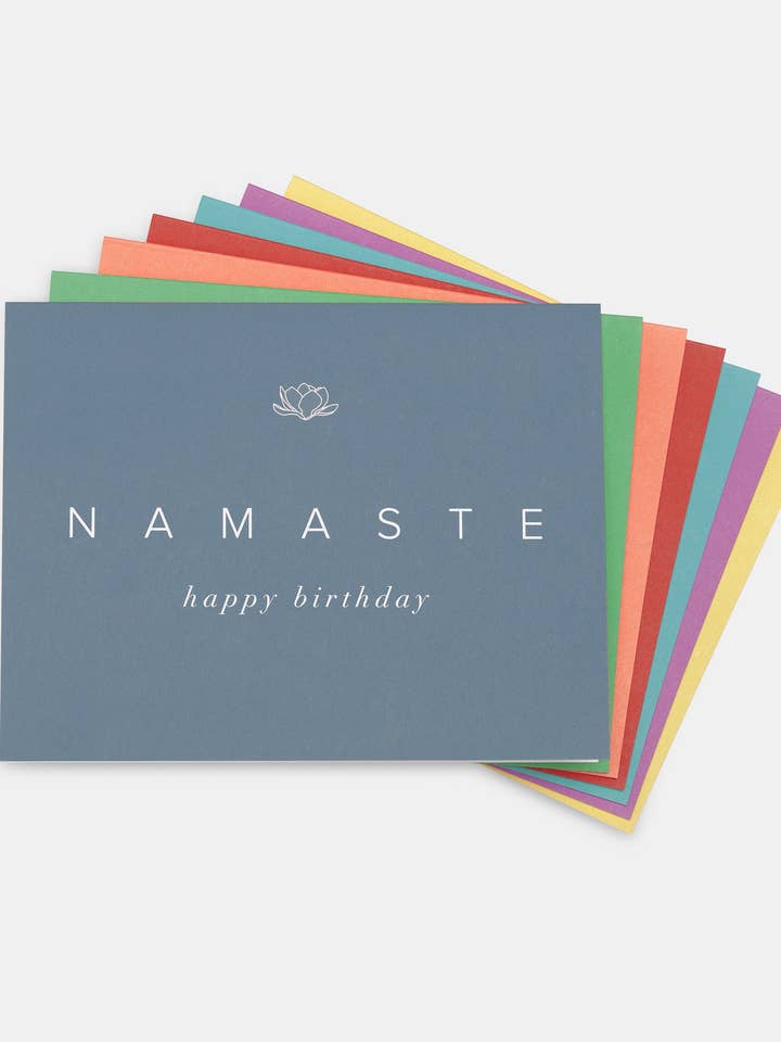 NAMASTE "Happy Birthday" Cards (Set of 7) for wholesale by Modern ŌM