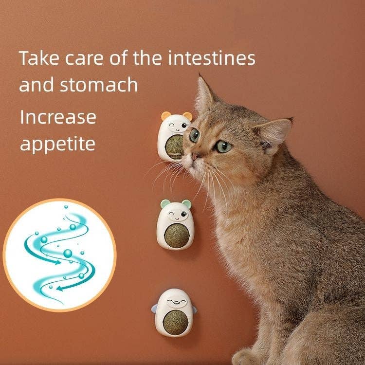 VIGOR - Vendita all'ingrosso Giocattolo - Gatti - Palle di erba gatta adesive da muro con menta per gatti, giocattolo sano e stimolante10