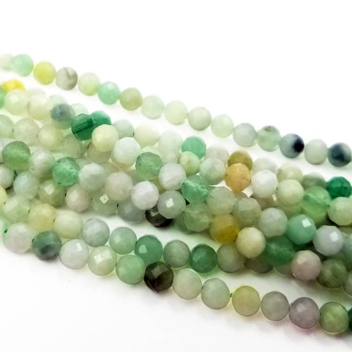 Beads Creation - Venta al por mayor Cuentas - Cuentas Redondas Facetadas de Jade de Jadeíta de Birmania, Piedra Suelta2