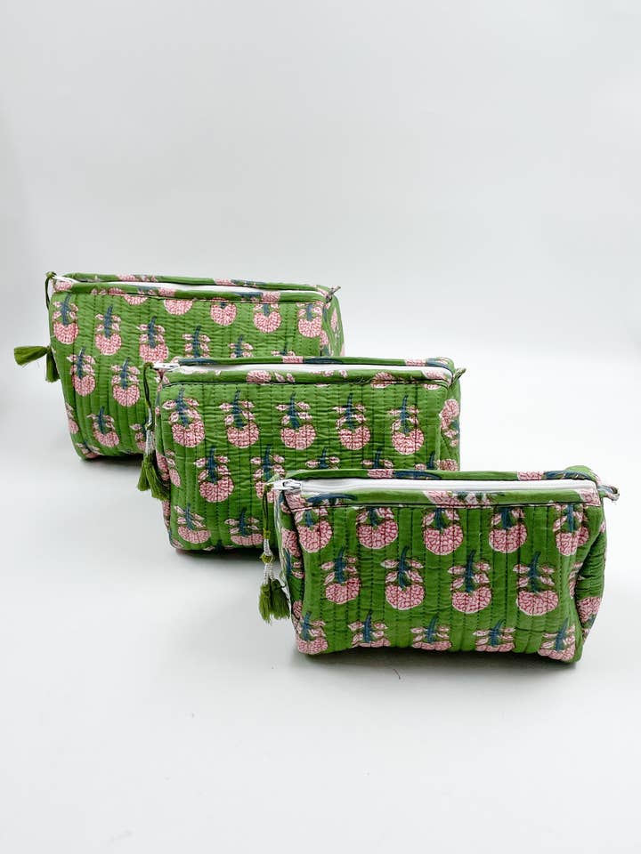 Conjunto de 3 necessaires acolchoadas 100% algodão pequeno, médio e grande por atacado de Funky Yak Ltd