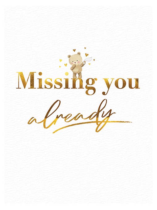 Missing You Card, Missing You Already, Bear Waving for wholesale by Piccadilly Greetings