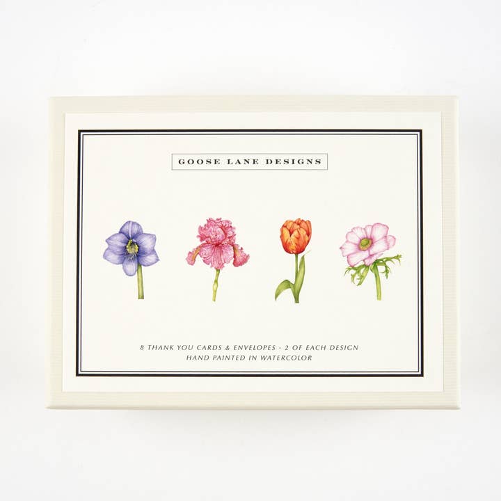 Floral Thank You Cards - Box of 8 - Assorted for wholesale by Goose Lane Designs