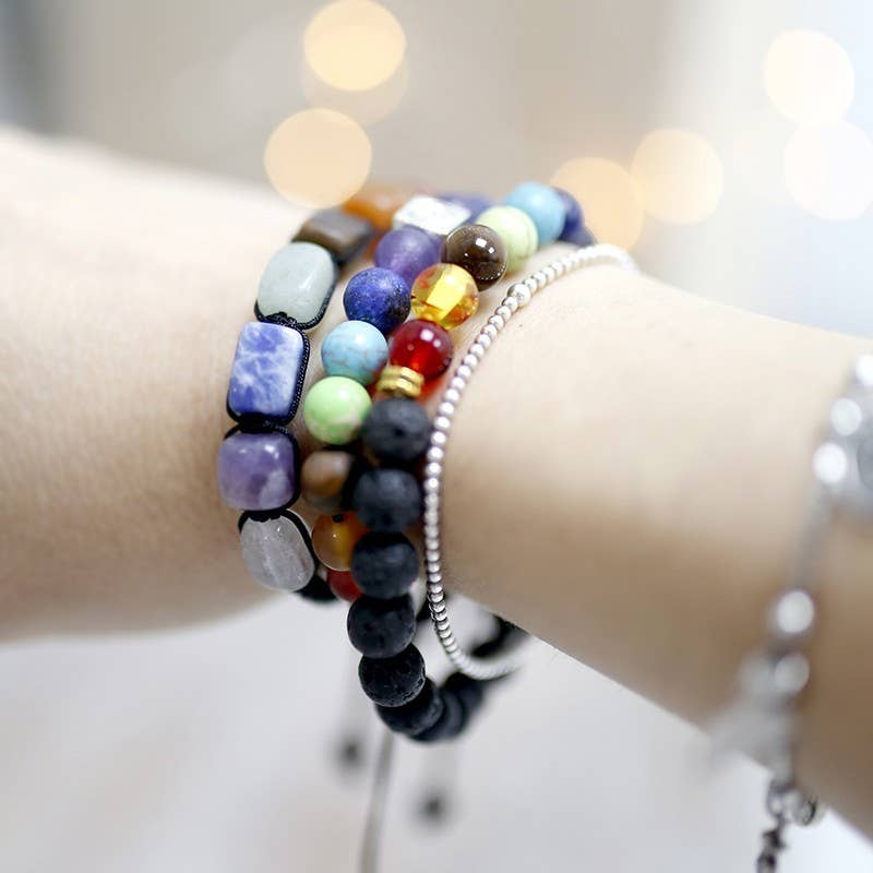 Ethike.eu – Pulseira de missangas por atacado – Pulseira Chakras, Pedras Naturais e Corda2