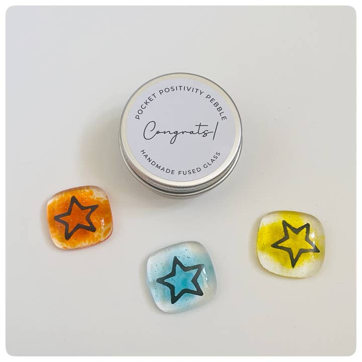 Salvia Glass - Wholesale Keepsake Coin/Token - Glass Congratulations pocket hug mini tin 4