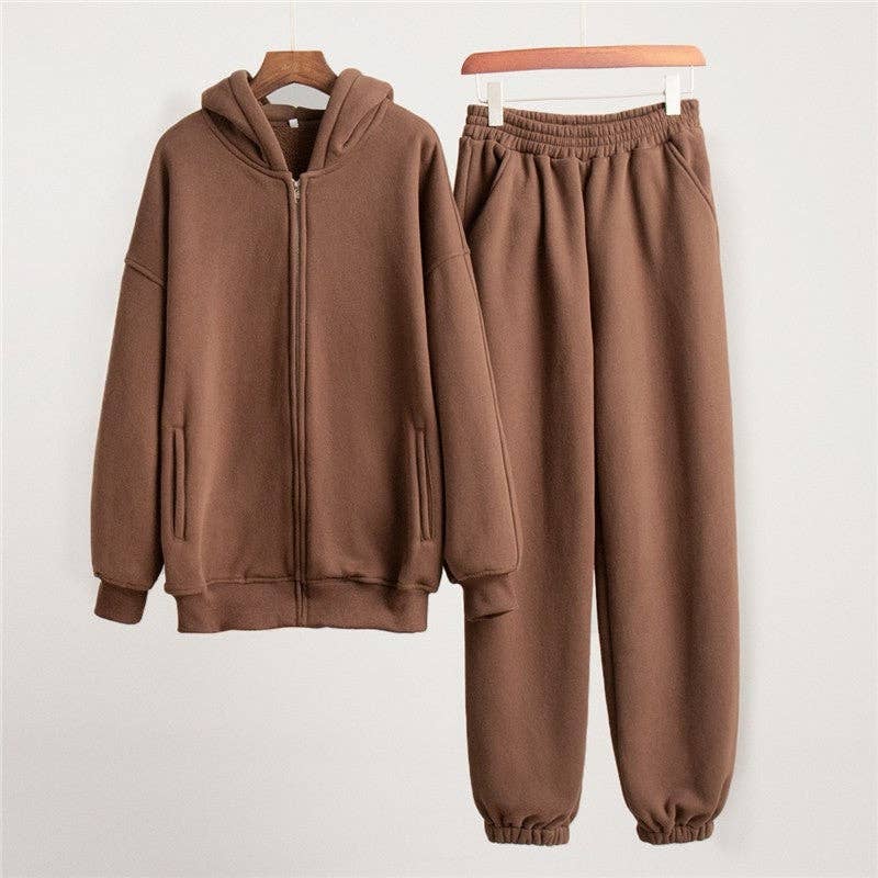 kycozy - Wholesale Lounge Set - Women's - Solid Fleece Hoodie Pants Set10