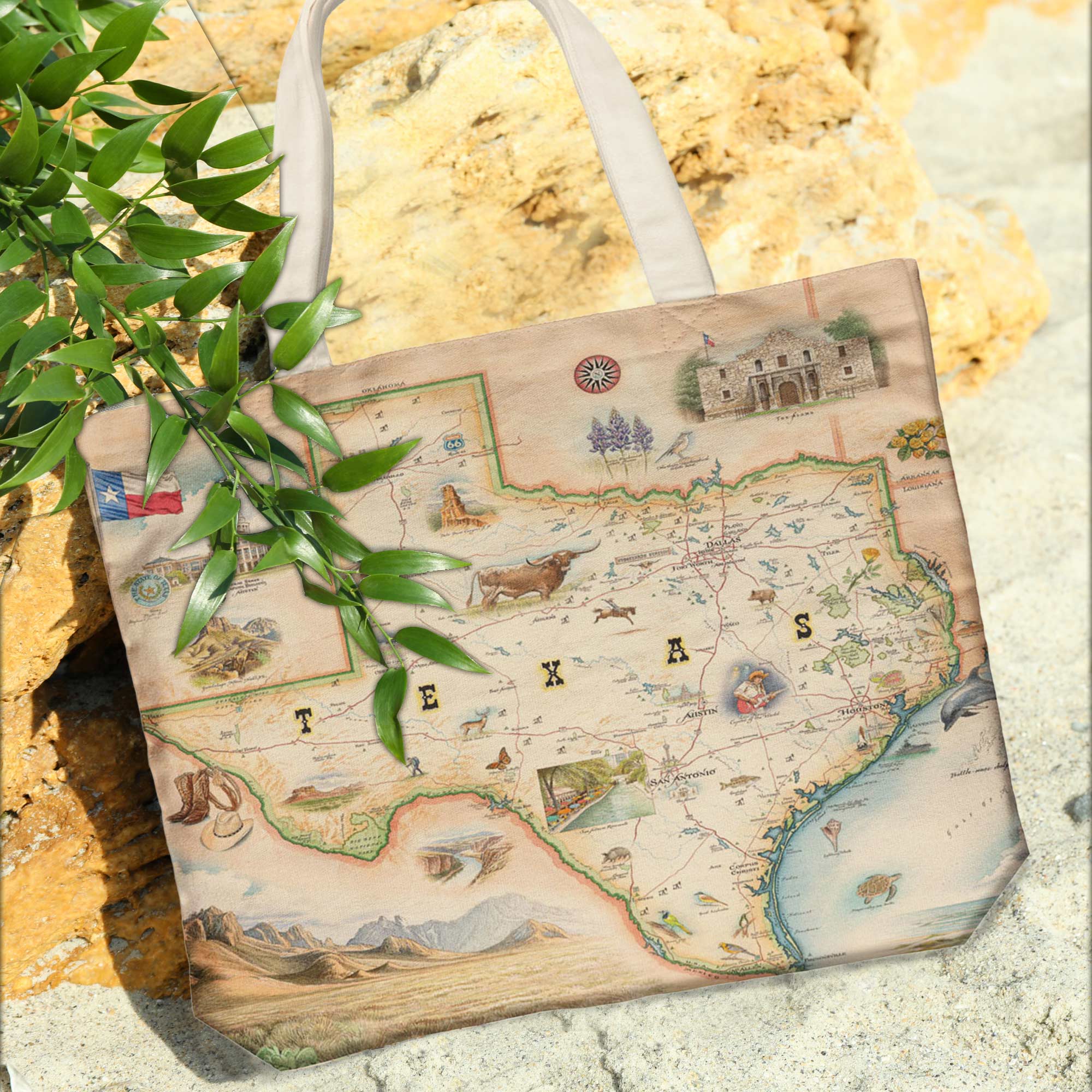 XPLORER MAPS - Vendita all'ingrosso Borsa tote - Unisex - Borsa in Tela con Mappa del Texas – Ecologica e Resistente4
