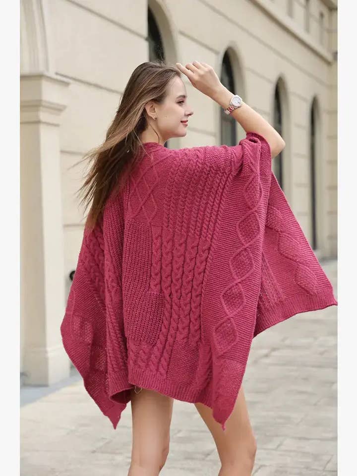 JC063330 8 farver - Signaturkabler og fletninger Mønstret Ruana for engroshandel hos JC Sunny Fashion