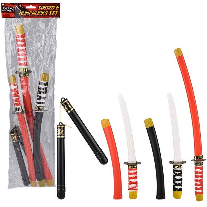 Conjunto de 4 peças Ninja Sword and Nunchucks LLB para crianças por atacado de La Luna Bella - Toys