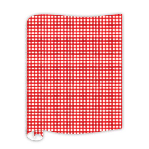 Chemin de Table Vichy Aquarelle Rouge pour la vente par RosanneBeck Collections