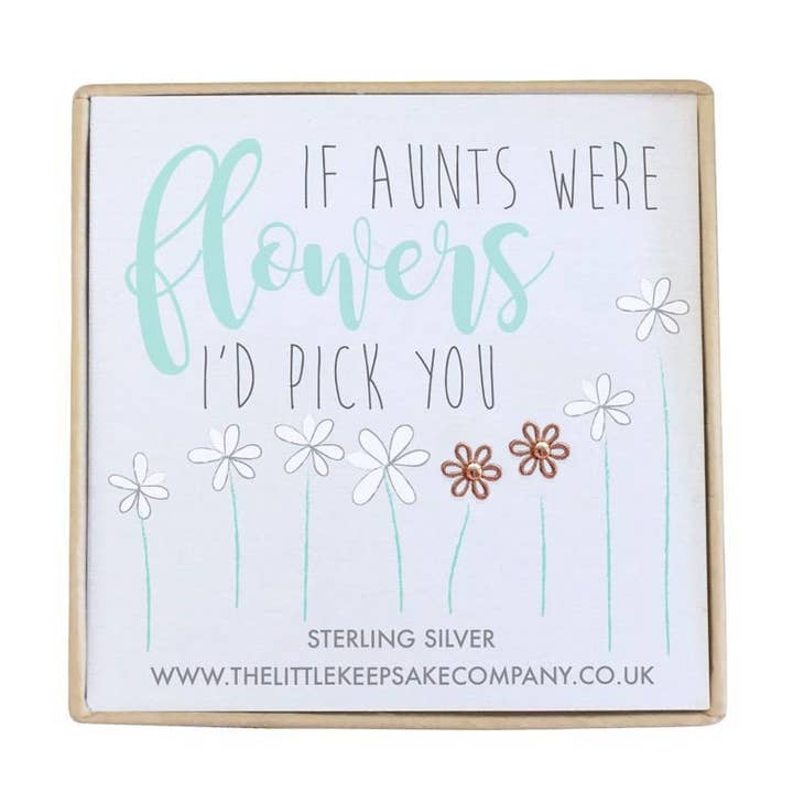 Rose Gold Vermeil Quote Earrings – If Aunts Were Flowers, Id Pick You for wholesale by The Little Keepsake Company