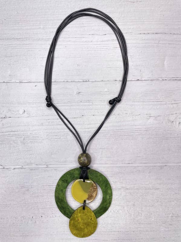 Alisha.D Olive & Lime Pendant Adjustable Necklace for wholesale by LIOR / ALISHA D