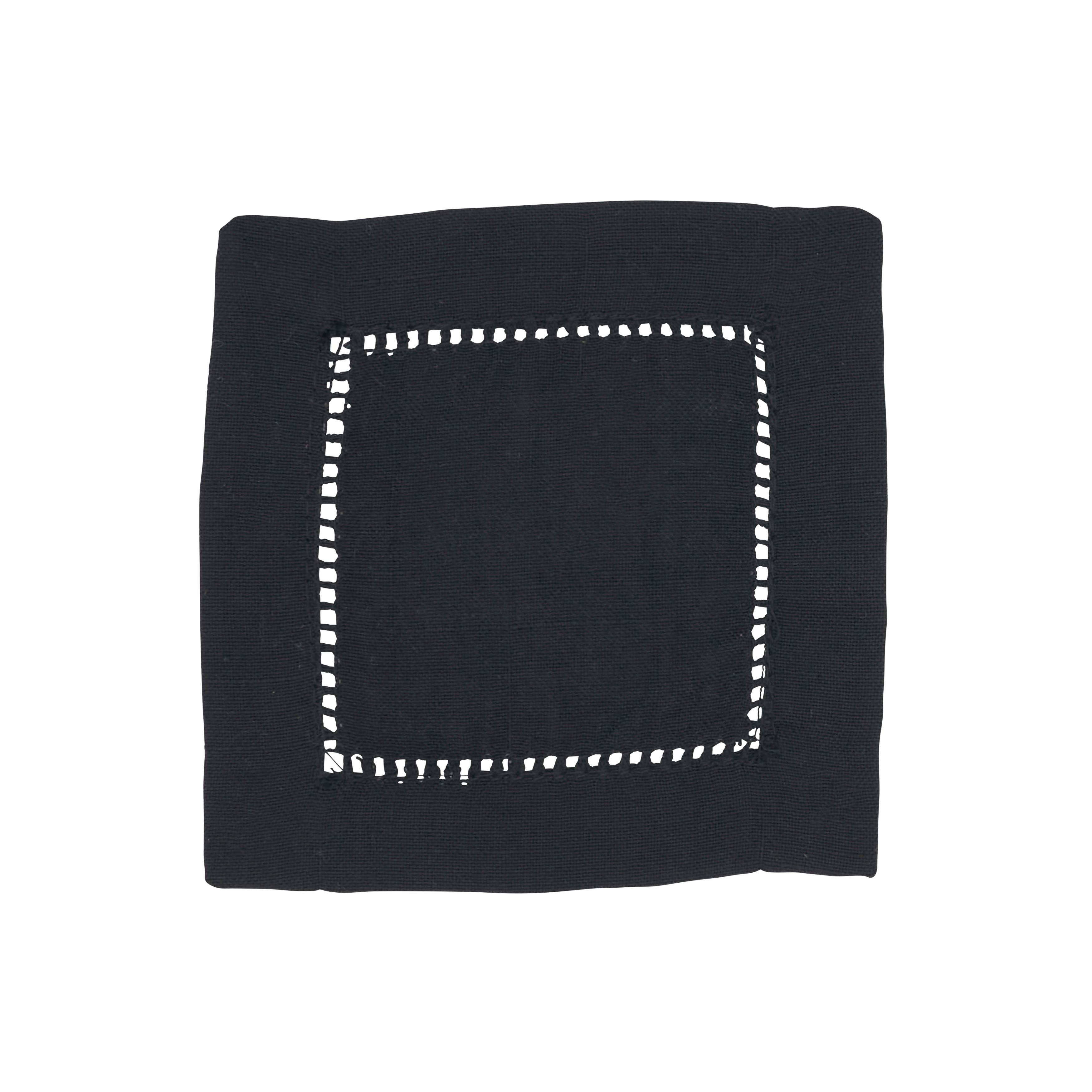 Saro Lifestyle - Vente Serviettes de table en tissu - Serviette à cocktail en lin avec ourlet ajouré10