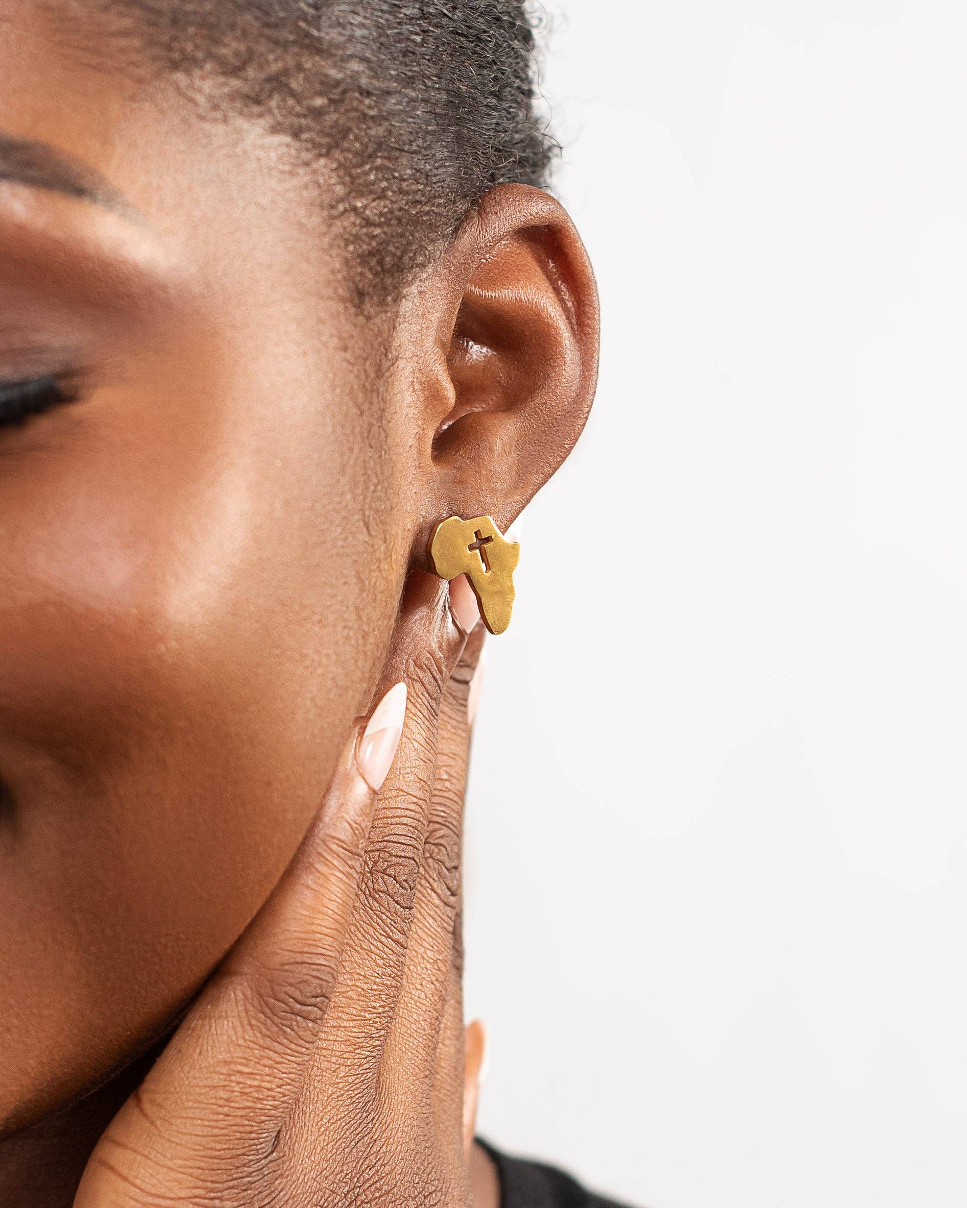 Adé & Grace - Wholesale Stud/Post Earrings - "Africa Cross Stud" Earrings11