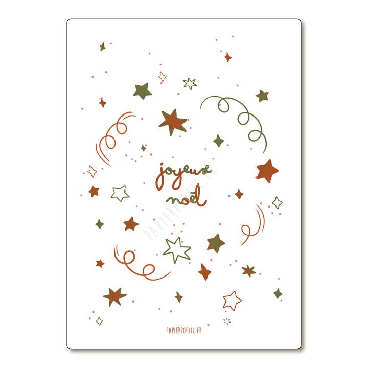Postcard / Card "Merry Christmas" multicolor for wholesale by Papier Poetic