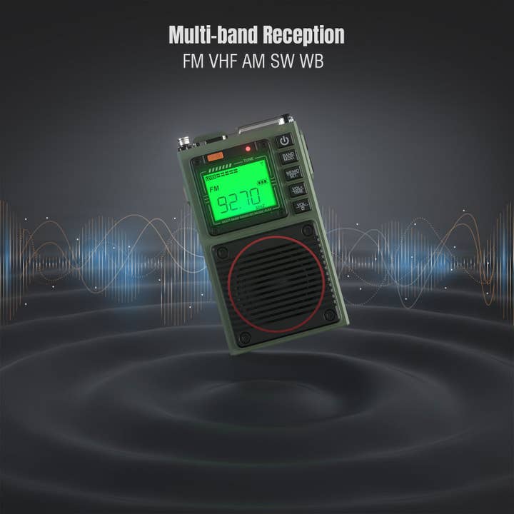 Radioddity - Wholesale Speakers - Raddy RF75A Shortwave Radio | Bluetooth 5.0 APP Control | FM AM VHF SW WB | Type-C Charging | SOS Flashlight