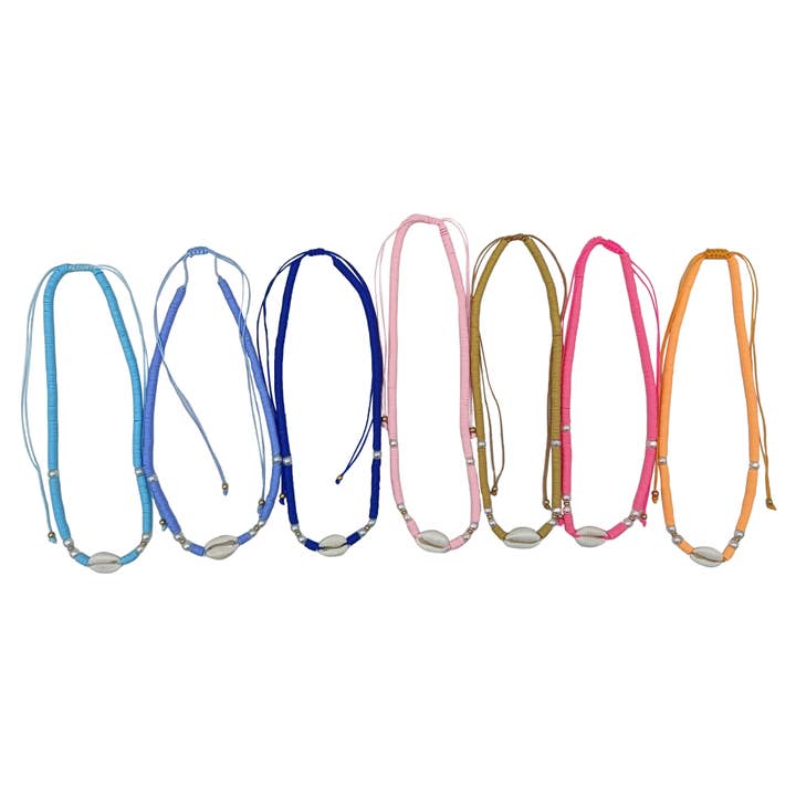 Fimo + Cauri + Bille Gold Necklaces - Pack of 35 for wholesale by Samba de roda