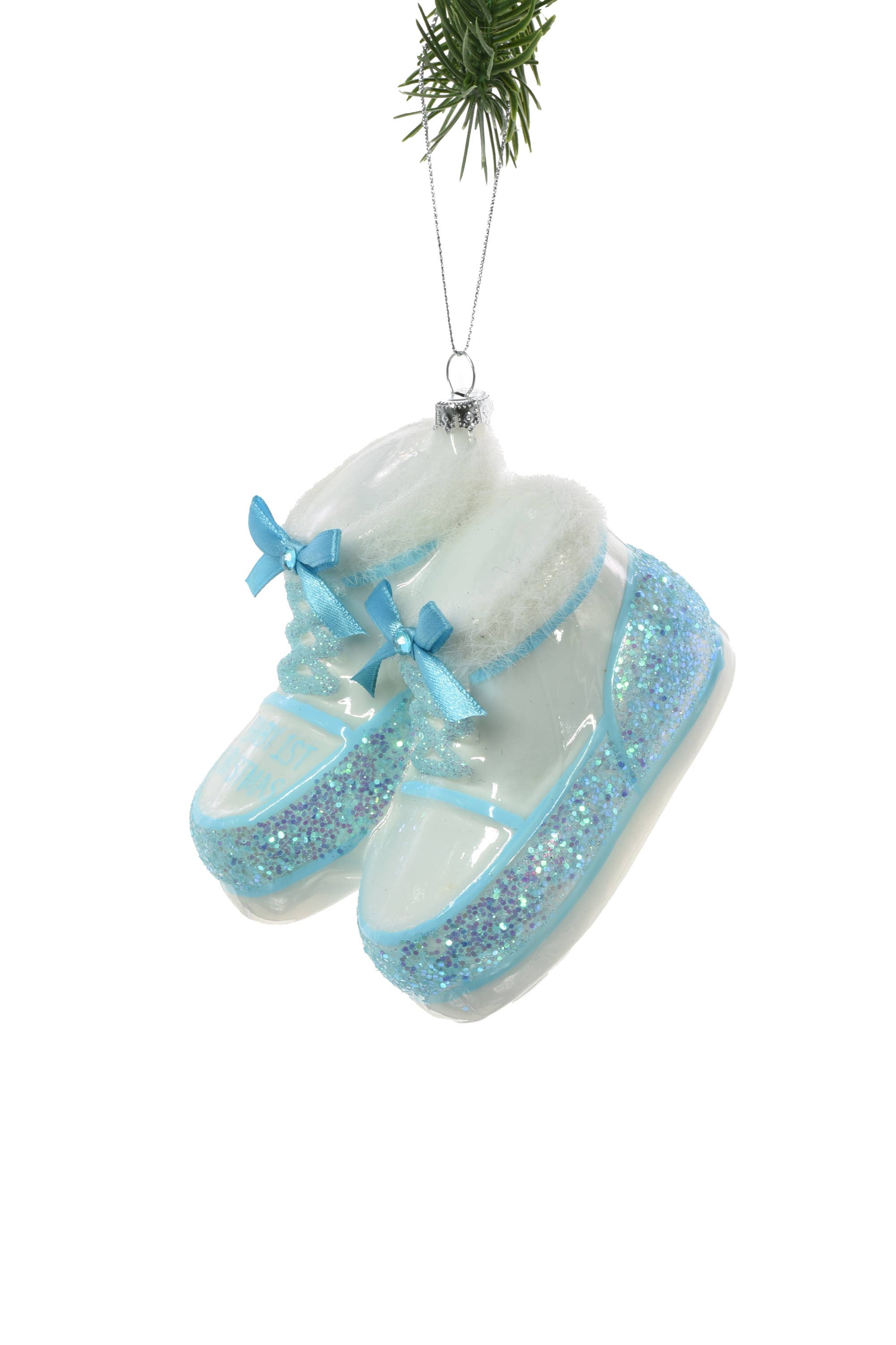 Starlight Collection - Wholesale Ornament - Blue/White "Baby's 1st Christmas" Shoes Ornament1