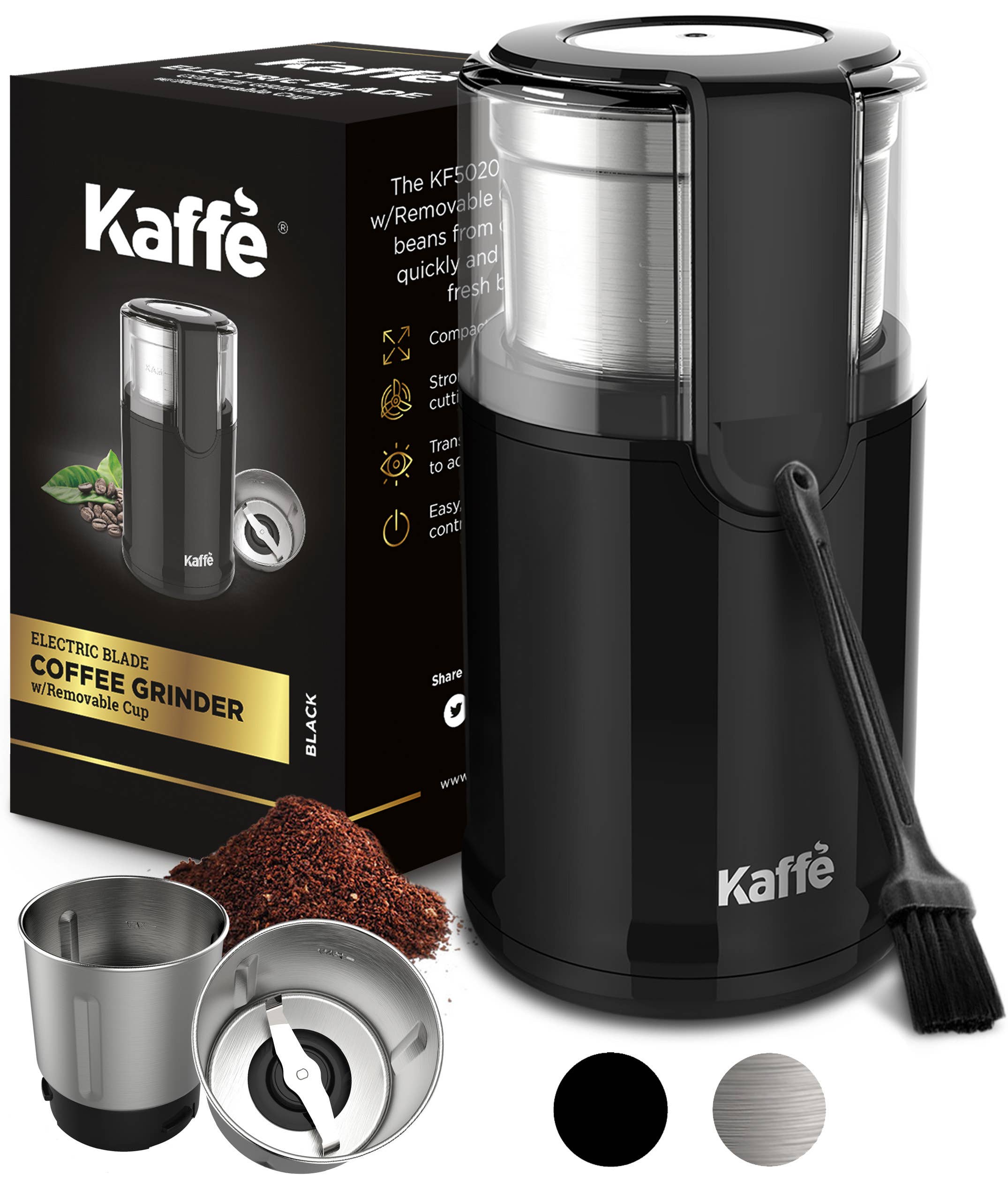 Kaffe Electric Coffee Grinder - Stainless Steel - 3oz