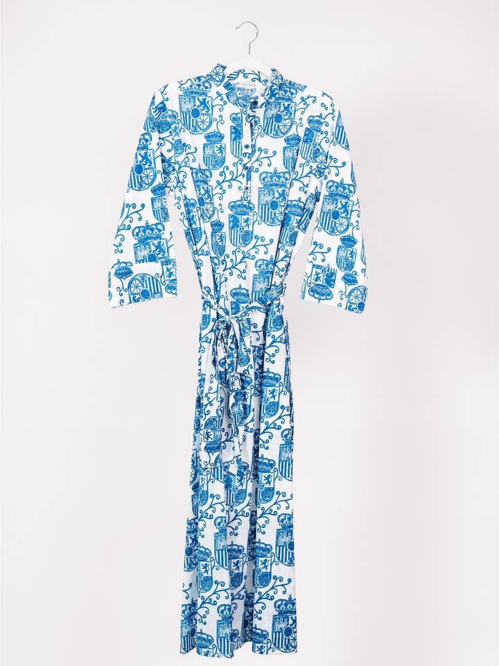 ModaPosa - Wholesale Dress - Women's - Elina Maxi Dress Alcazar de Sevilla White Blue Spring