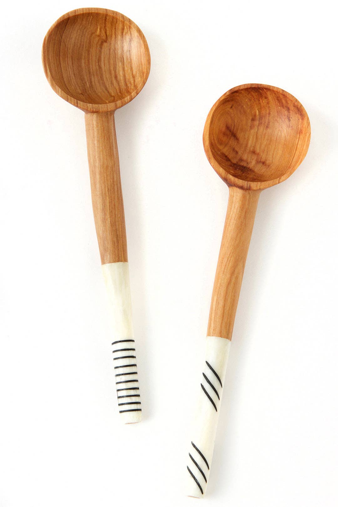 Swahili | AFRICAN MODERN - Wholesale Kitchen Spoon - Wild Olive Wood Spoon with Assorted Etched Cow Bone Handles