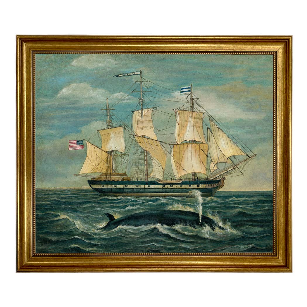Madison Bay Co. - Historical Home Decor Reproductions - Wholesale Painting/Drawing - American Whaling Ship with Sperm Whale Vintage Painting Print17