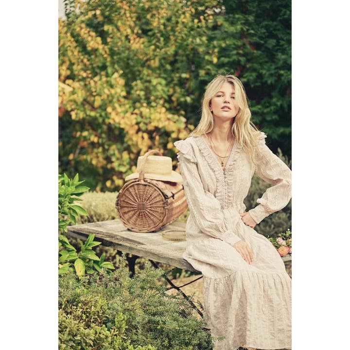 Striped Eyelet Ruffled Tiered Dress for wholesale by Dress Forum